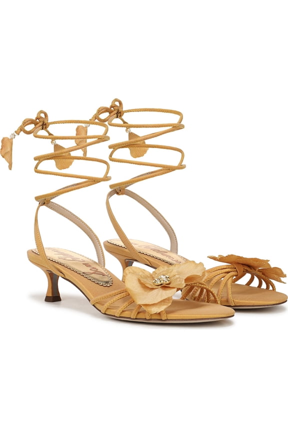 Women's Carla Kitten Heel Ankle Wrap Sandal Sunflower 7.5M