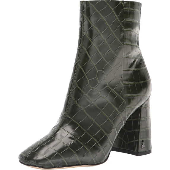 Sam Edelman Women's Codie Emerald Croccodile Print Leather Ankle Boots 6.5M