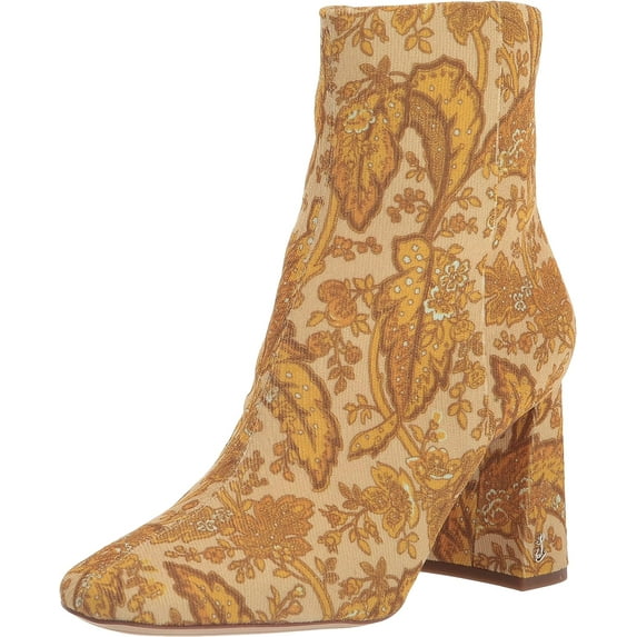 Sam Edelman Women's Codie Tumeric Paisley Corduroy Ankle Bootie 8.5M