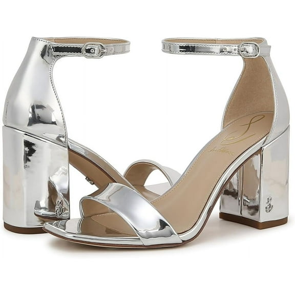 Sam Edelman Women's Daniella Heeled Sandal Soft Silver Specchio 7.5 Medium