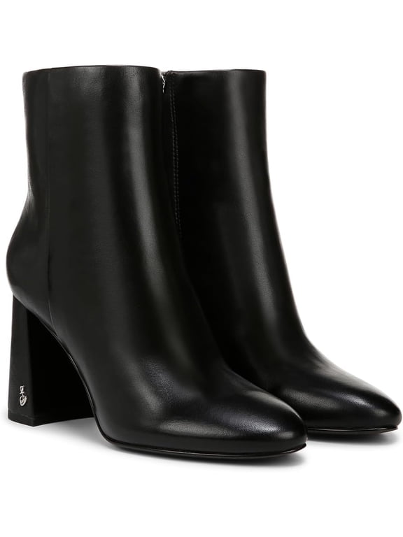Women's Daria Block Heel Bootie Black Leather 10M