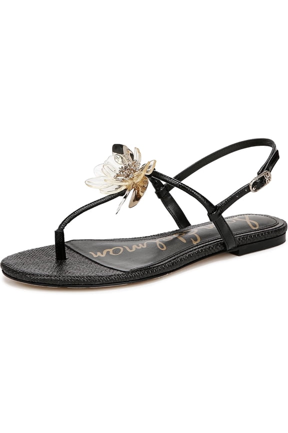 Women's Eden Thong Flat Sandal Black Patent 7M
