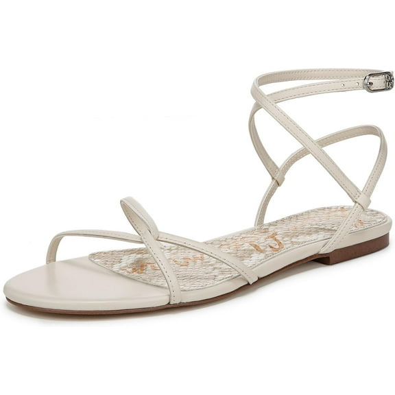 Sam Edelman Women's Ellina Strappy Flat Sandal Bright White Leather 9.5M