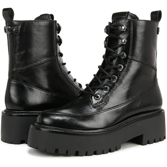 Sam Edelman Women's Elliot Combat Boot Black Leather 10M