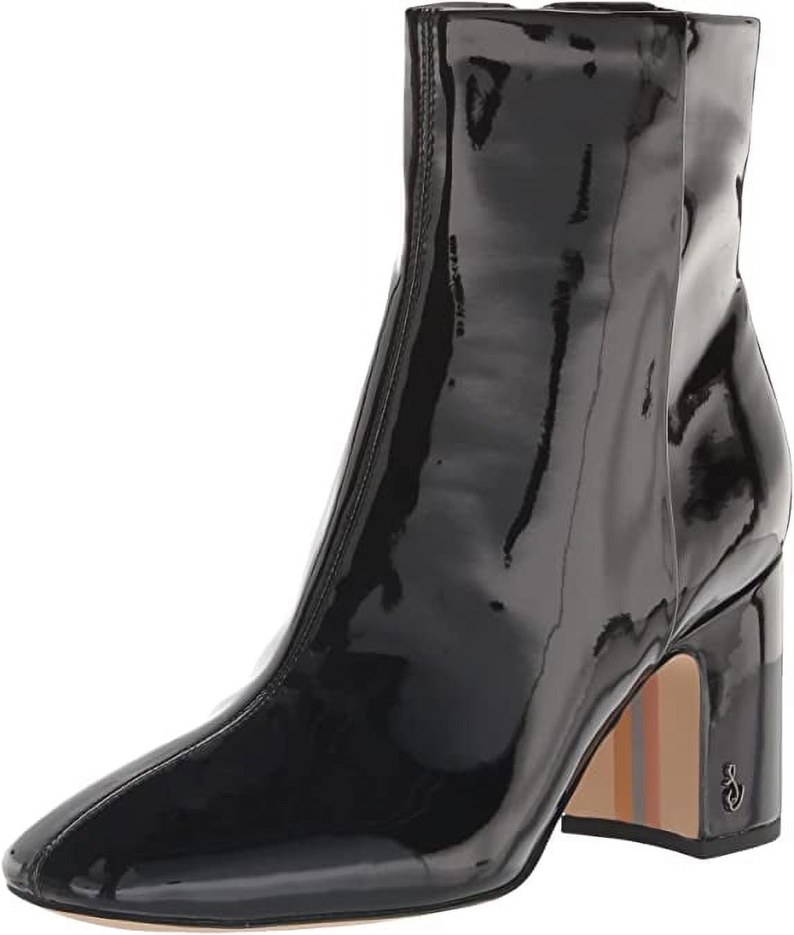 Sam Edelman Women's Fawn Black Patent Leather Block Heel Ankle