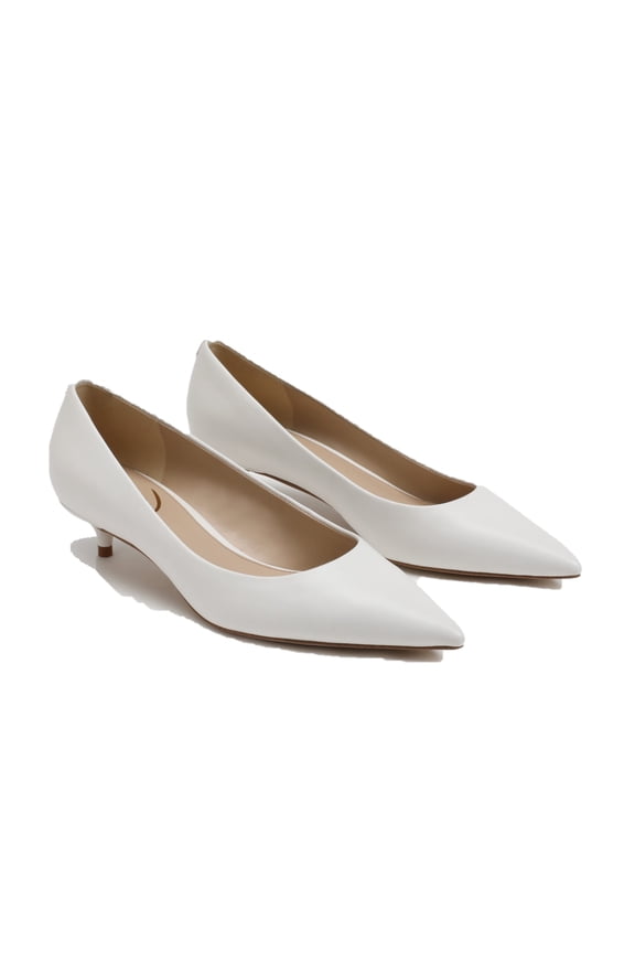 Women's Franci Kitten Heel Pump White Leather 6.5M