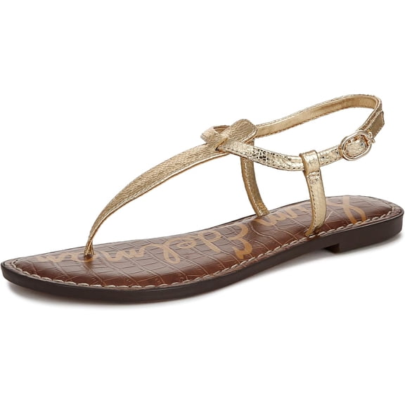 Sam Edelman Women's Gigi Thong Sandal Amber Gold Metallic 8M