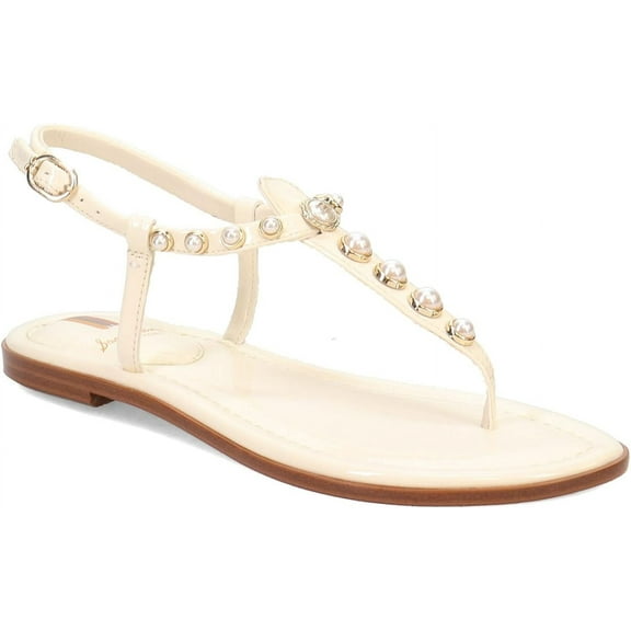 Sam Edelman Women's Gigi Thong Sandal Pearl Porcelain Patent 7.5M