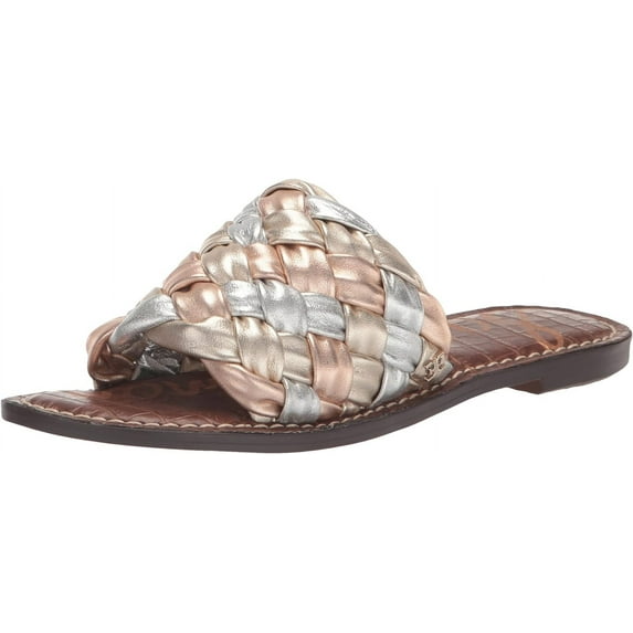 Sam Edelman Women's Griffin Light Cuoio Gold Leaf/Soft Silver/Rose Gold Flat Sandals 6M