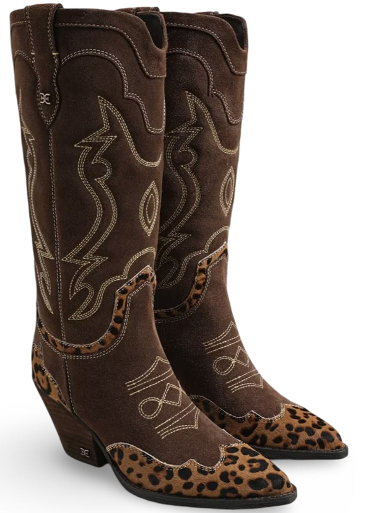 Sam Edelman Women's James Western Boot Spiced Pecan Wide Calf 6M