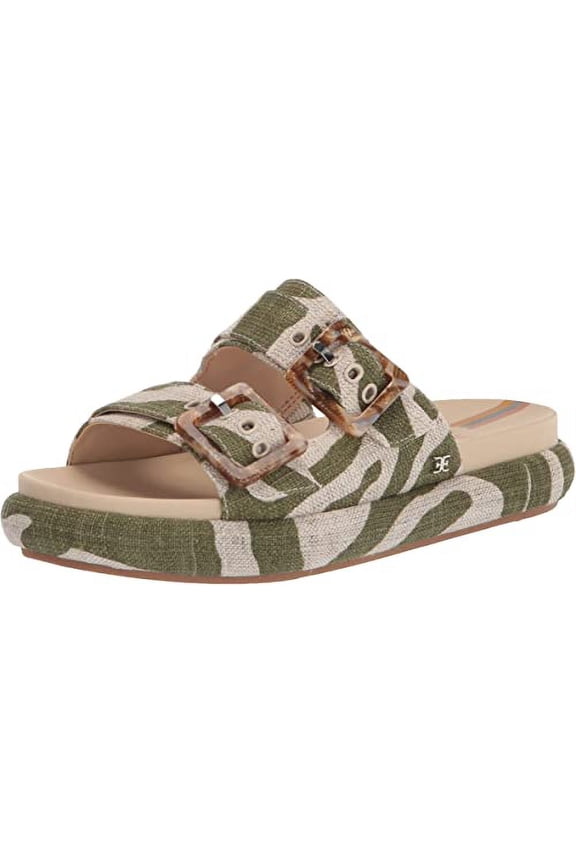 Women's Kenzie Green Zebra Linen Sport Sandals 5M