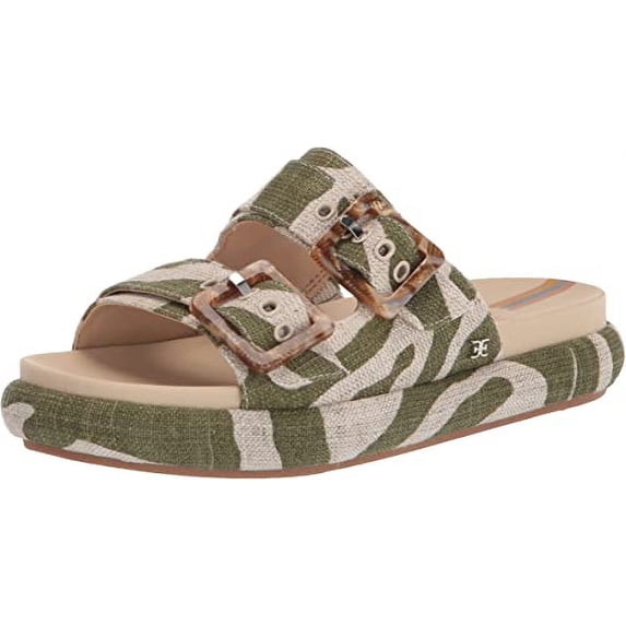 Sam Edelman Women's Kenzie Green Zebra Linen Sport Sandals 8.5M