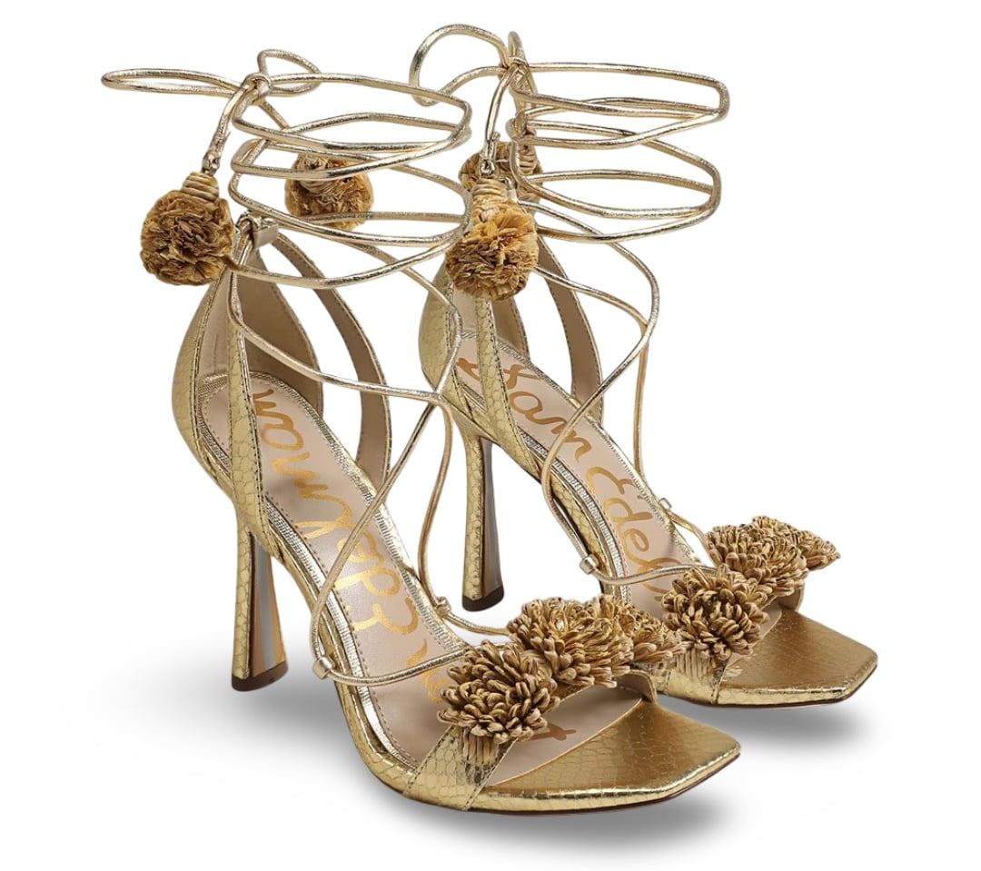 Sam Edelman Women's Leela Gold Faux Leather Dress Sandals 7M