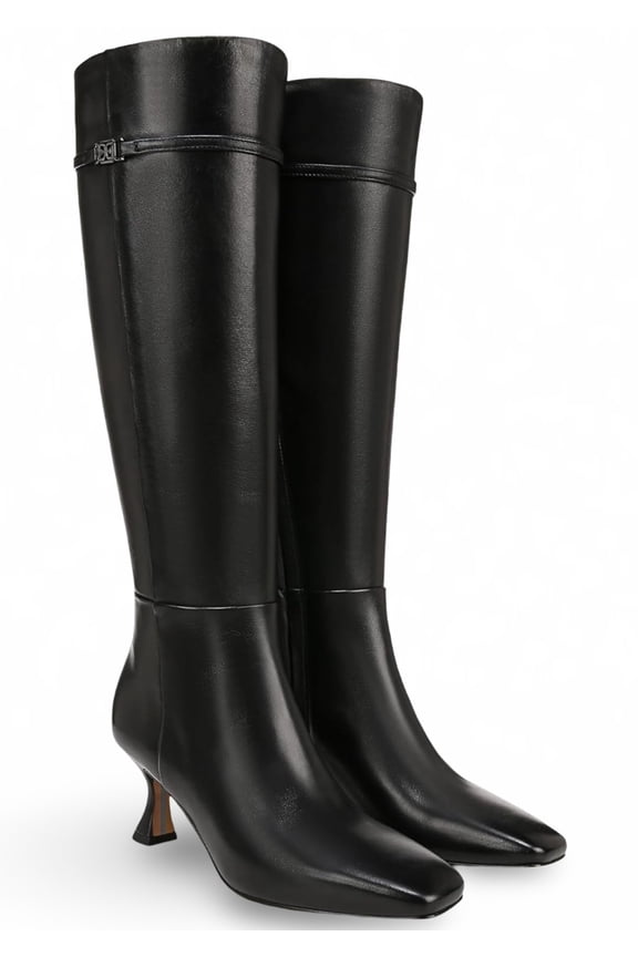Women's Lyla Knee High Boot Black Leather Wide Calf 9.5M