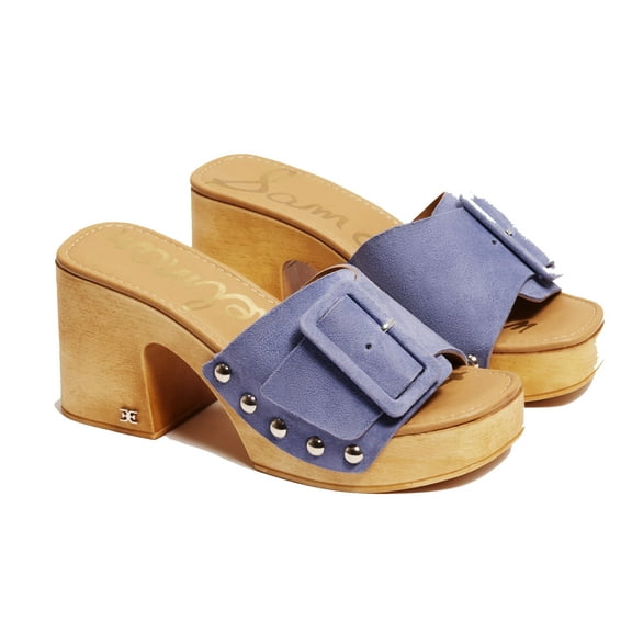 Sam Edelman Women's Marcia Slip On Heels Serenity Blue Suede 7M