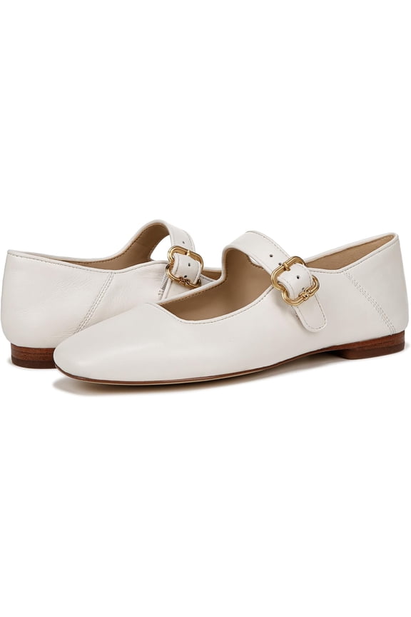 Women's Michaela Mary Jane Flats Bright White Leather 10.5M