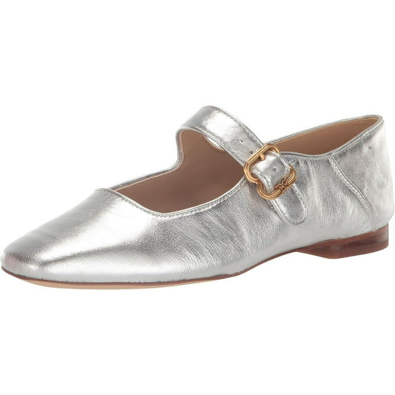 Sam Edelman Womens Michaela Mary Jane Flat, Soft Silver, 8.5 US