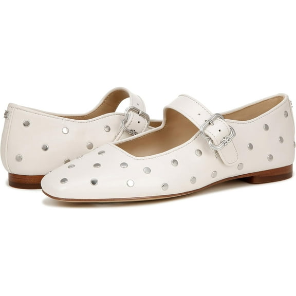 Sam Edelman Women's Michaela Stud Mary Jane Flats Bright White 11M