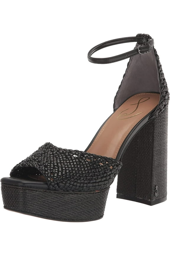 Women's Nattie Platform Heels Black Woven Nappa 9.5M