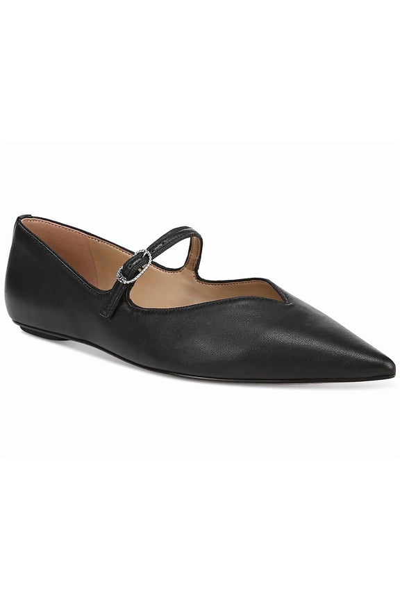 Women's Noa Pointed Toe Mary Jane Flat Black Leather 5M