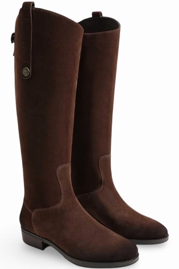 Women's Penny Knee-High Riding Boots Mustang Brown Suede 10M