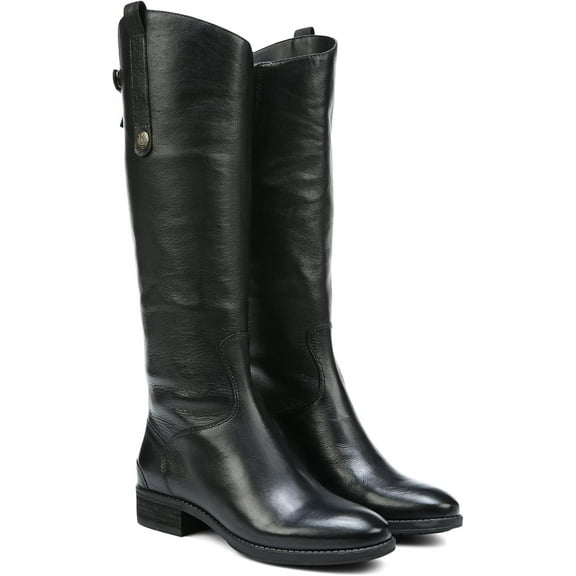 Sam Edelman Women's Penny 2 Knee-High Riding Boots Black Leather Wide Calf 6.5M