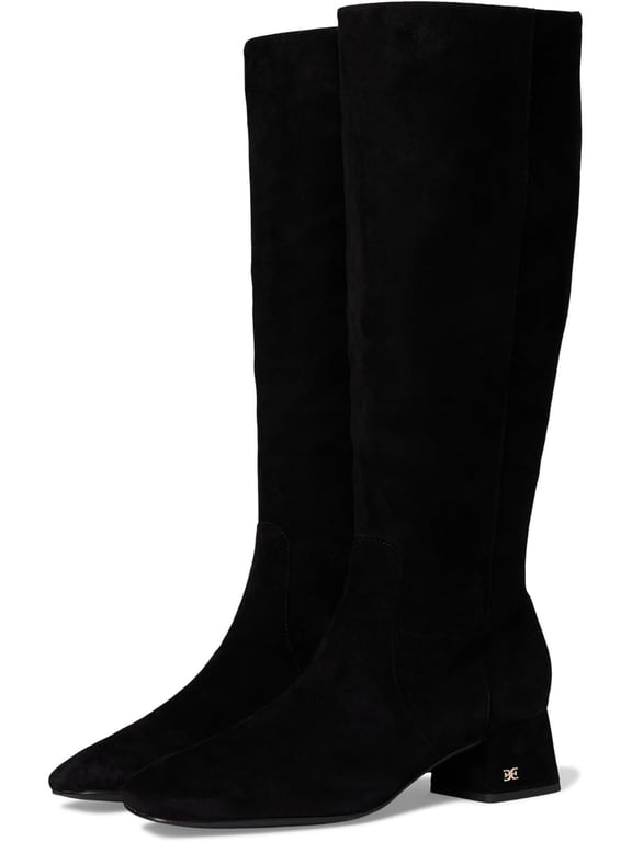 Women's Porter Knee High Boot Black Suede Wide Calf 6.5M