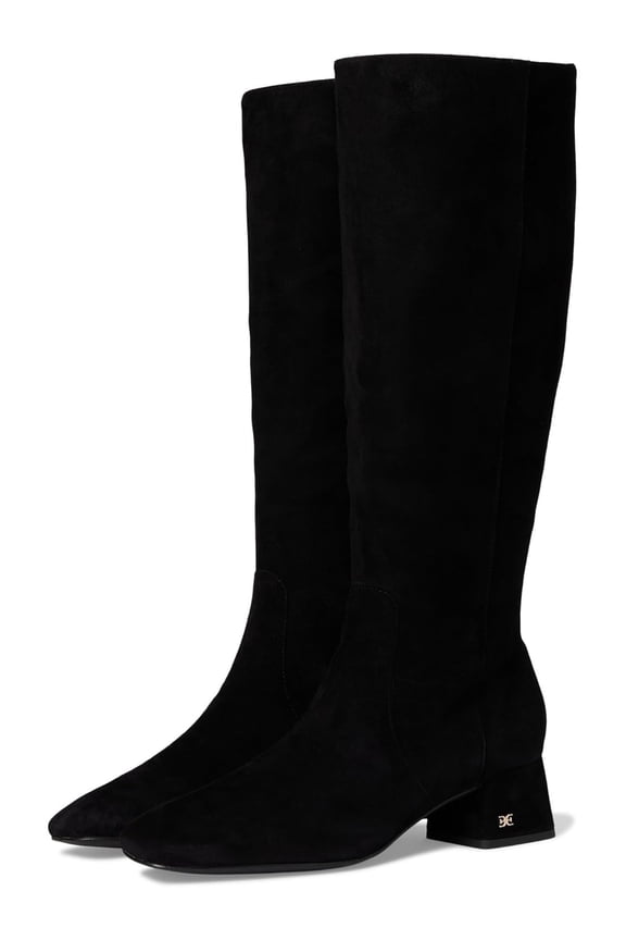 Women's Porter Knee High Boot Black Suede Wide Calf 6.5M