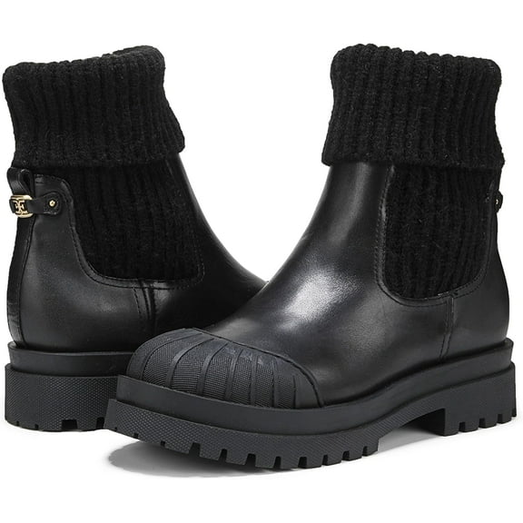 Sam Edelman Women's Steele Knit Chelsea Boot Black Leather 7.5M