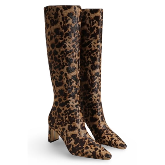 Sam Edelman Women's Sylvia 2 Brown Leopard Print Knee High Boot 9.5M
