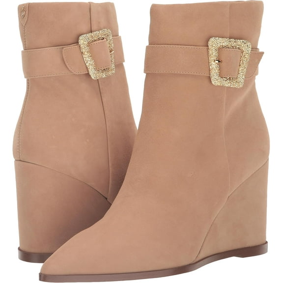 Sam Edelman Women's Weslie Buckle Wedge Boot Golden Caramel 9M
