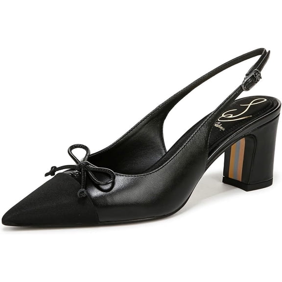 Sam Edelman Women's Willette Slingback Block Heel Black Leather 6.5M