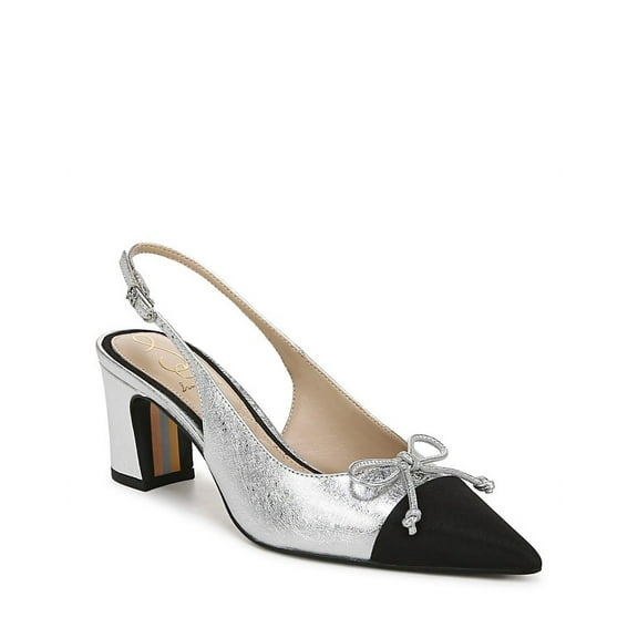Sam Edelman Women's Willette Pump Soft Silver/Black 7.5 Medium