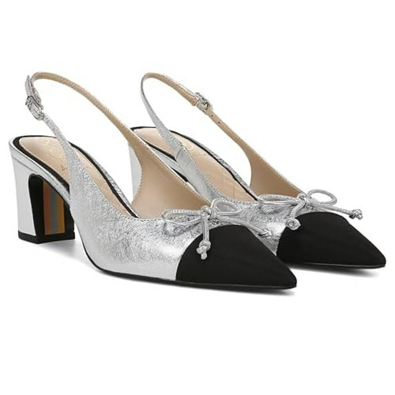 Sam Edelman Women's Willette Pump Soft Silver/Black 8.5 Medium