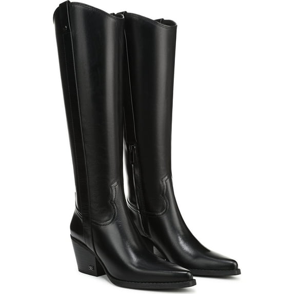 Sam Edelman Women's Wyatt Western Boot Black Wide Calf 7.5M