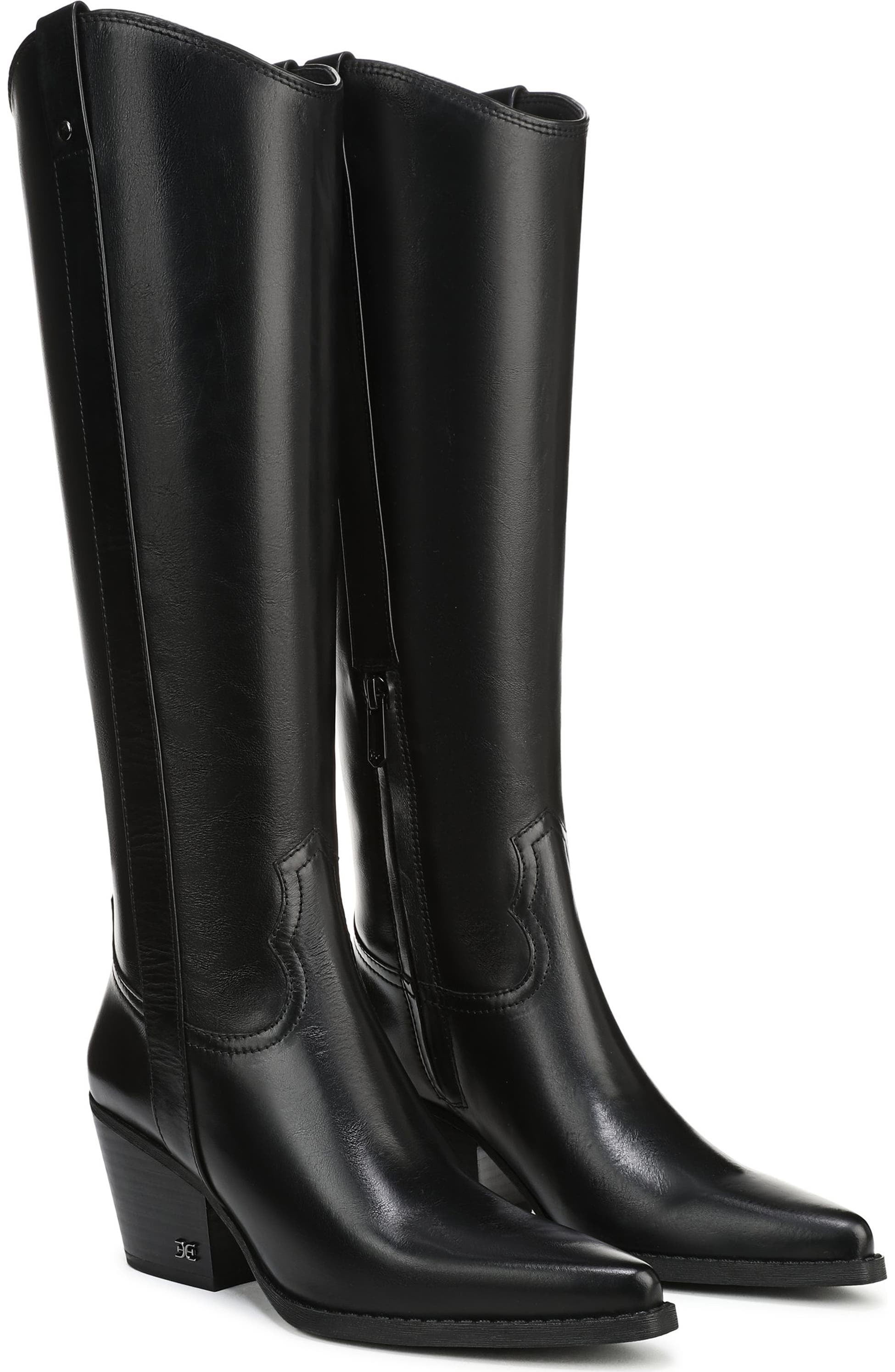 Sam Edelman Women's Wyatt Western Boot Black Wide Calf 9M