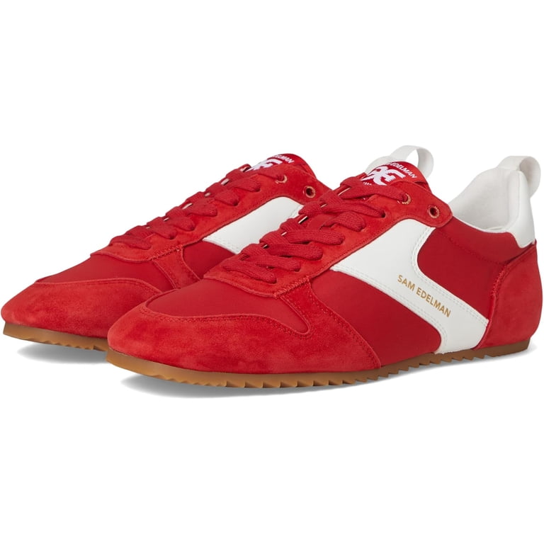 Sam Edelman Women's Zaria Lace-Up Sneaker Red/White 9M - Walmart.com
