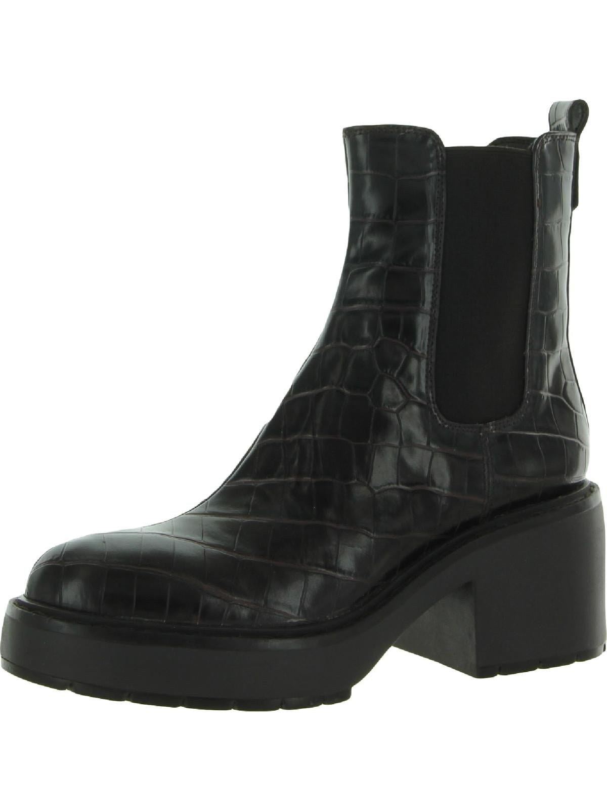 chelsea faux leather and block heel boots