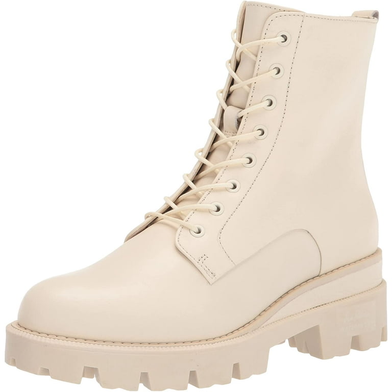 Sam Edelman Women's Garret Ivory Leather Platform Combat Boots