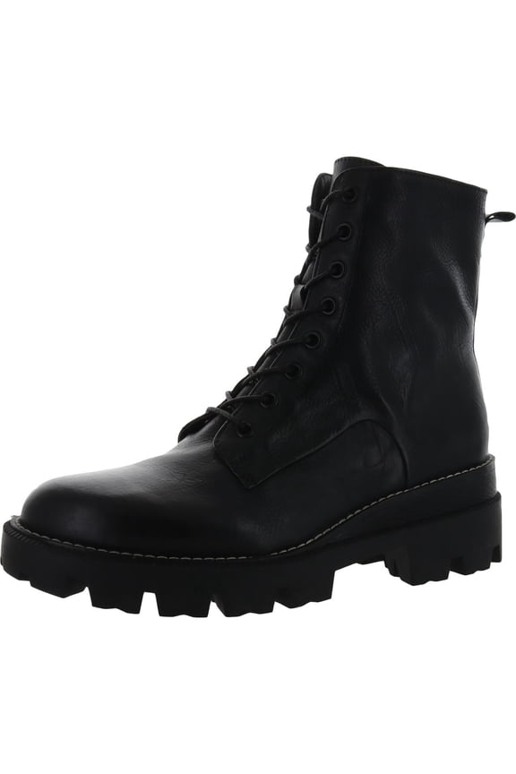 Women's Garret Black Leather Platform Combat Boots 7M