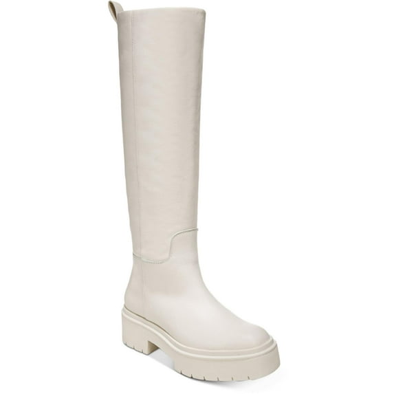Sam Edelman Womens Larina Leather Pull On Knee-High Boots Ivory 9 Medium (B,M)