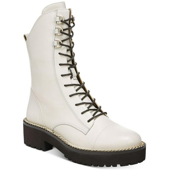 Sam Edelman Womens Lenley Leather Combat & Lace-up Boots Ivory 7.5 Medium (B,M)