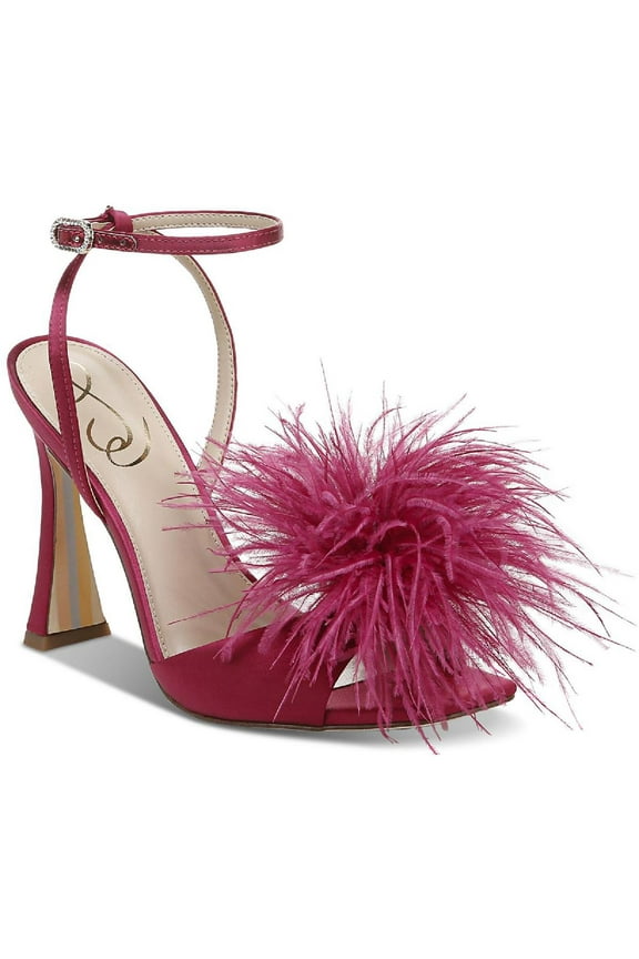 Womens Leon Satin Feathers Heels