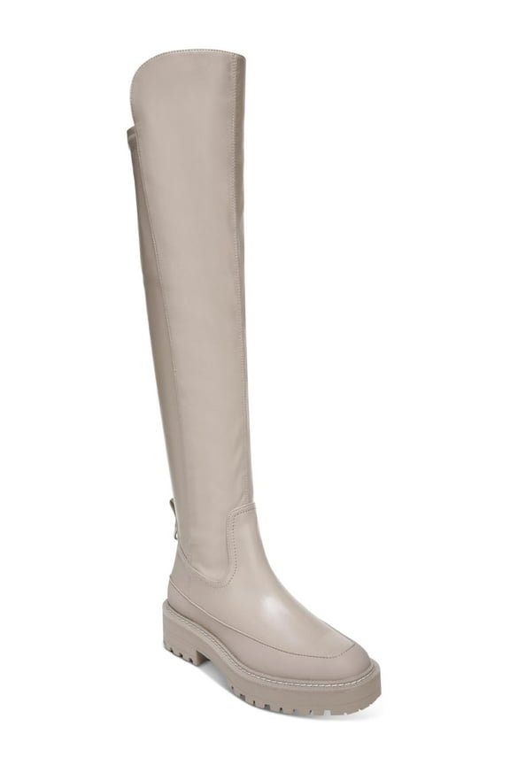 Womens Lerue Faux Leather Lug Sole Over-The-Knee Boots