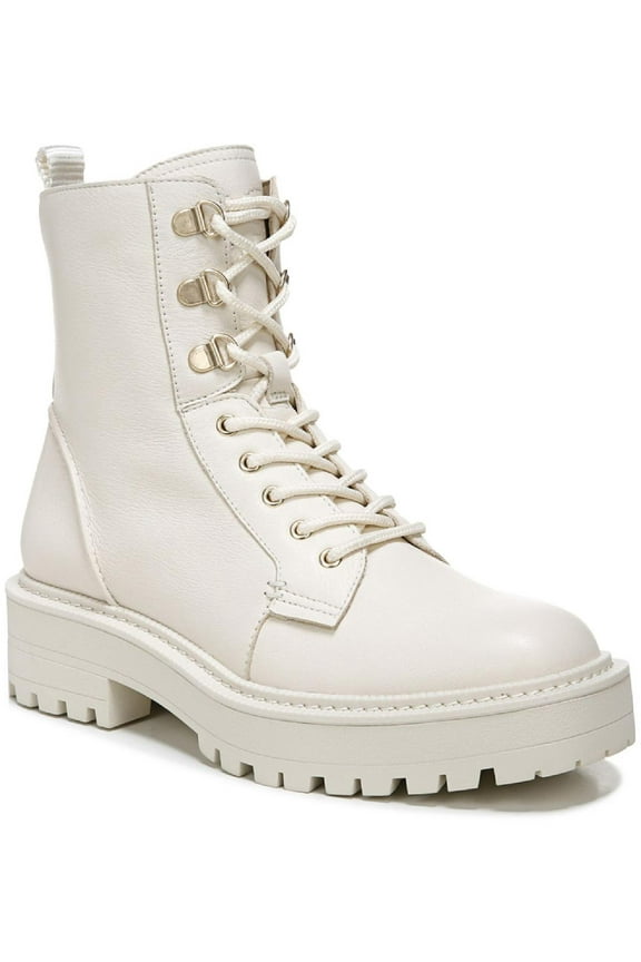 Womens Lue Leather Combat & Lace-up Boots Ivory 10 Medium (B,M)