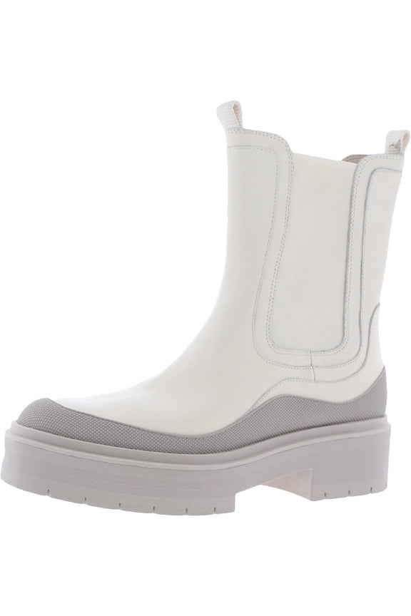 Womens Lulia Leather Mid-Calf Boots Ivory 9.5 Medium (B,M)