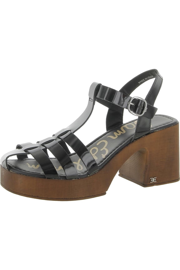 Women's Margritte Ankle Strap Platform Sandals Black Patent 9M