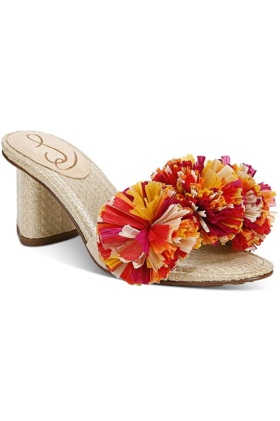 Womens Olia Pom Slide Heels Sand Linen 7M