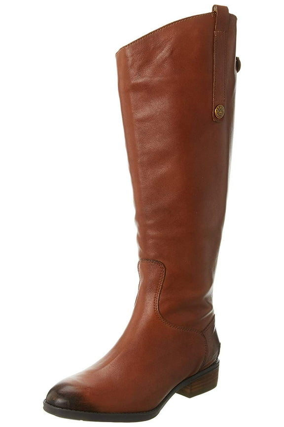 Women's Penny Knee-High Riding Boots Whiskey Leather Wide Calf 7.5M