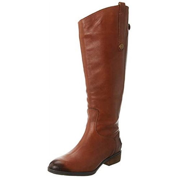 Sam Edelman Women's Penny Knee-High Riding Boots Whiskey Leather Wide Calf 7M